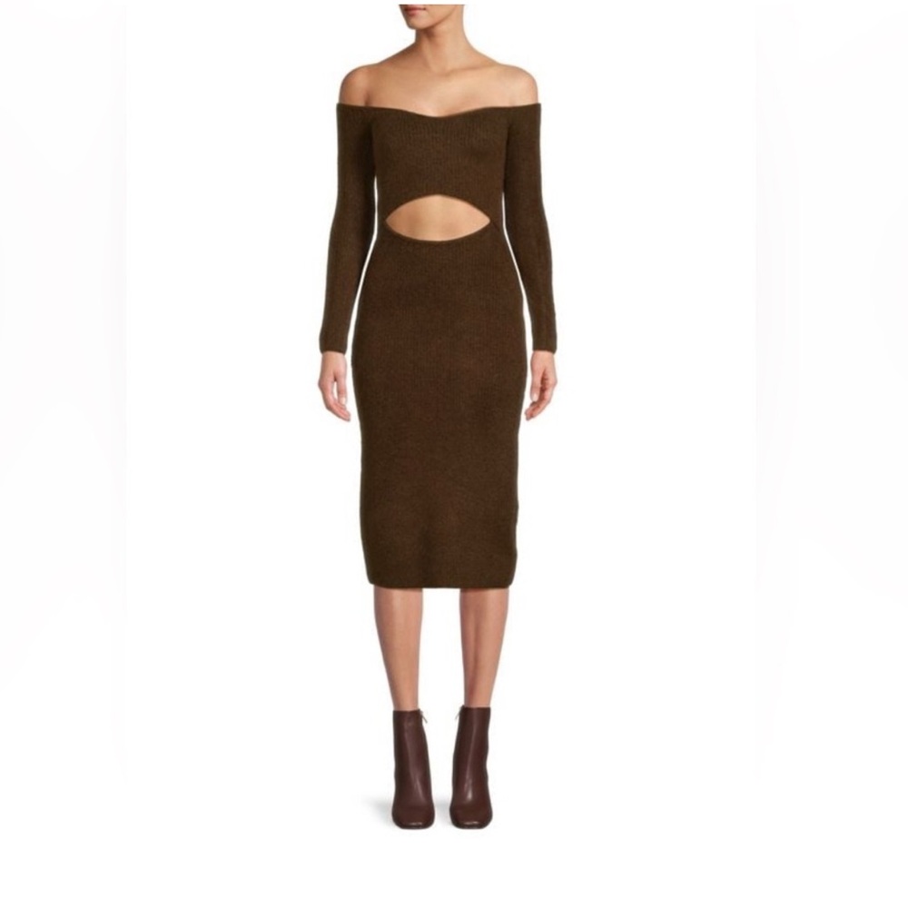 L’AGENCE Nala Offshoulder Dress Brown, S/P (NWT)